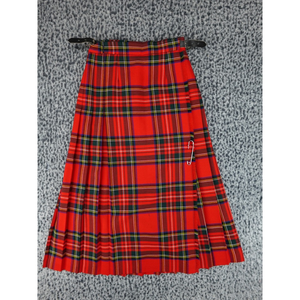 Pringle of Scotland Kilt Skirt Womens 8 Red Tartan Plaid Pure New Wool UK Made